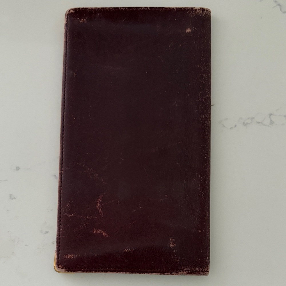Vintage Cartier Burgundy Leather checkbook/planner/card holder long wallet - Picture 3 of 7